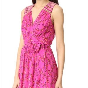 DVF Bali wrap dress pink embroidered NWT